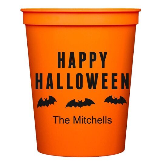 Happy Halloween Bats Stadium Cups